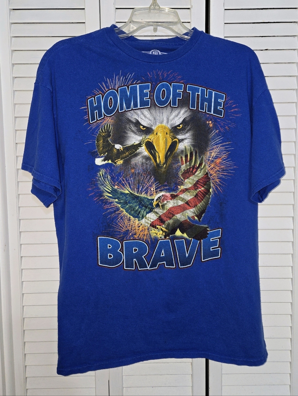 MAD Engine Men's XL Royal Blue Home Of The Brave Cotton Tee
